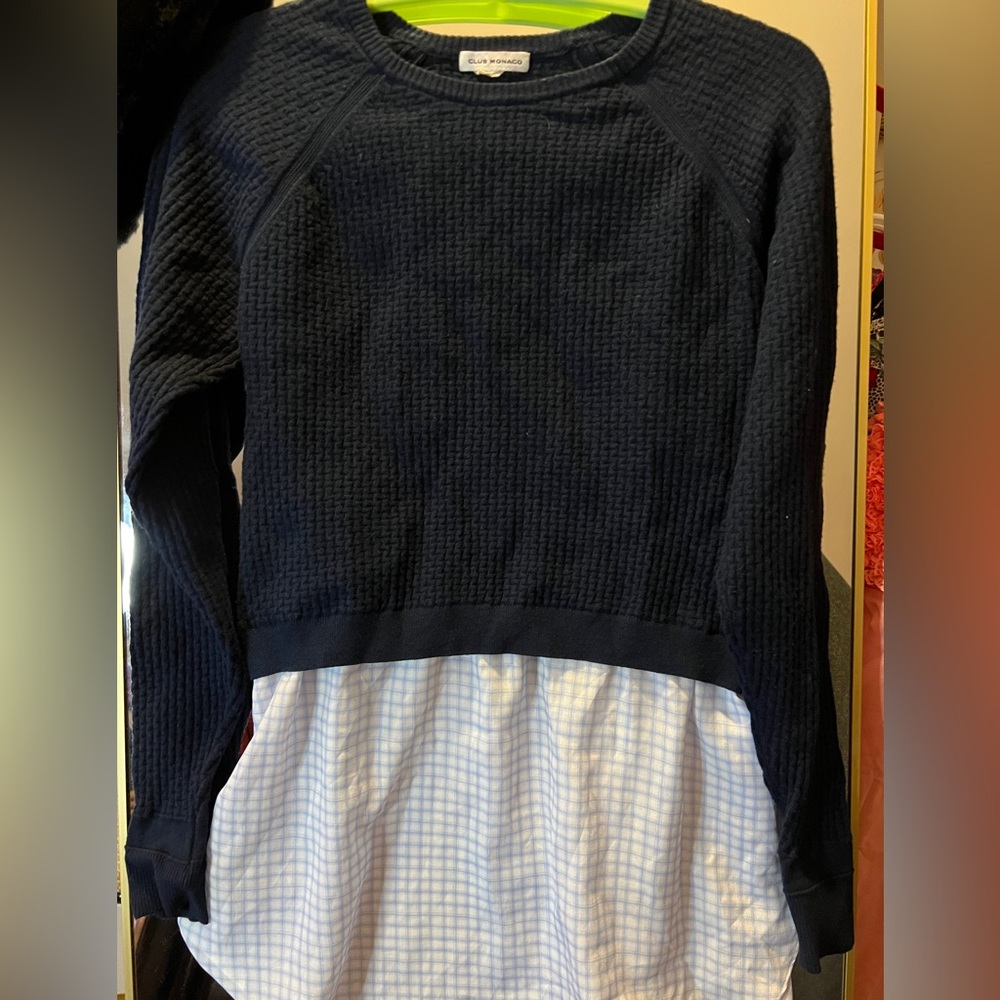Club Monaco Plaid Sweater Top XS